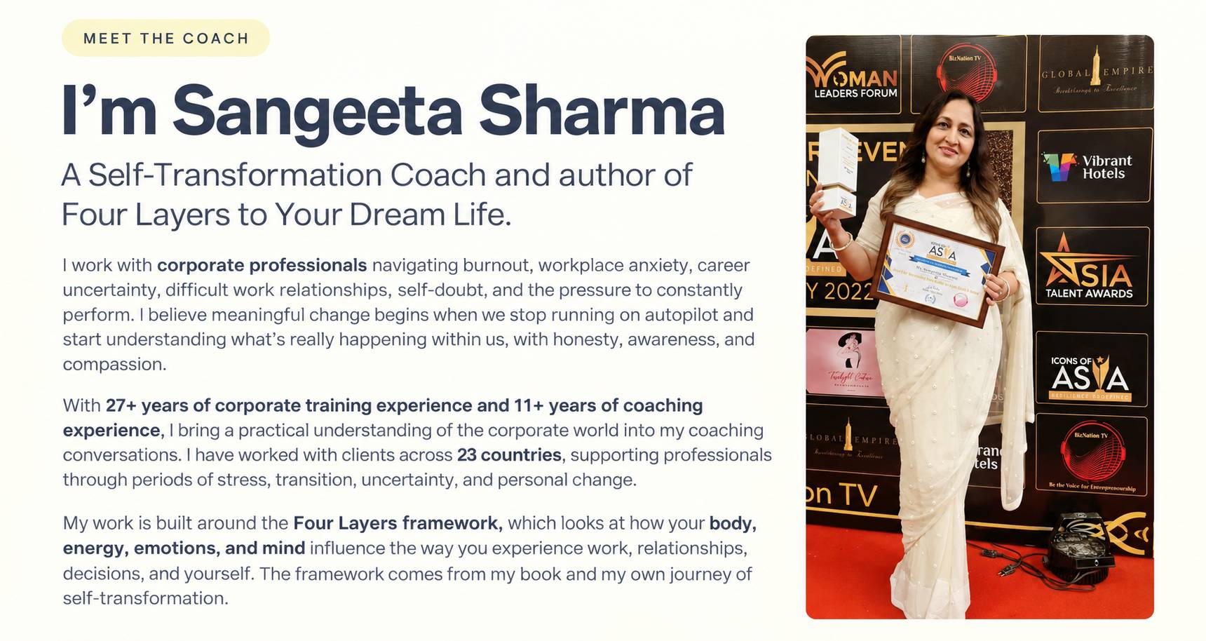 Coach Sangeeta Sharma Four Layers to Your Dream Life book